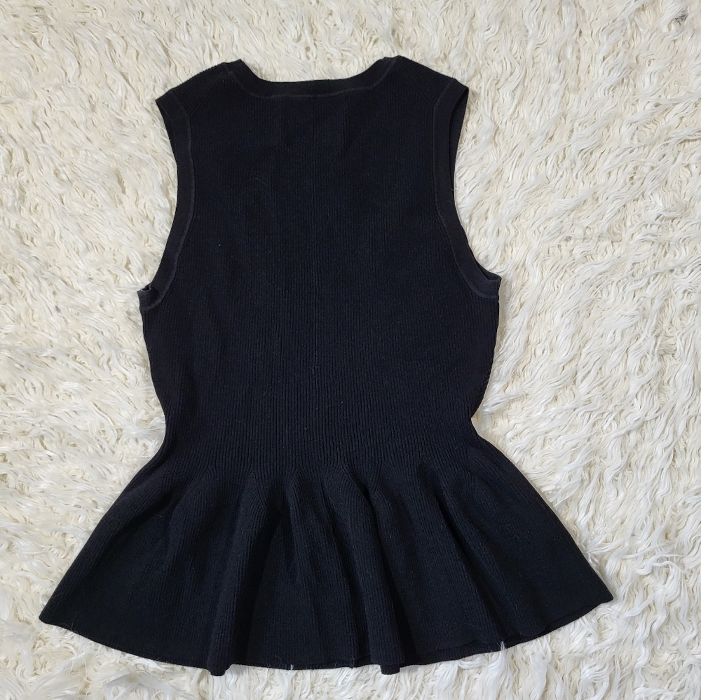 Veronica Beard Black Ribbed Arago Peplum Top Dress, Medium - Picture 11 of 14